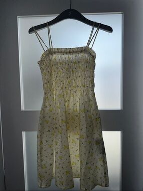 H&M Cream Mini Dress with Yellow Floral Print